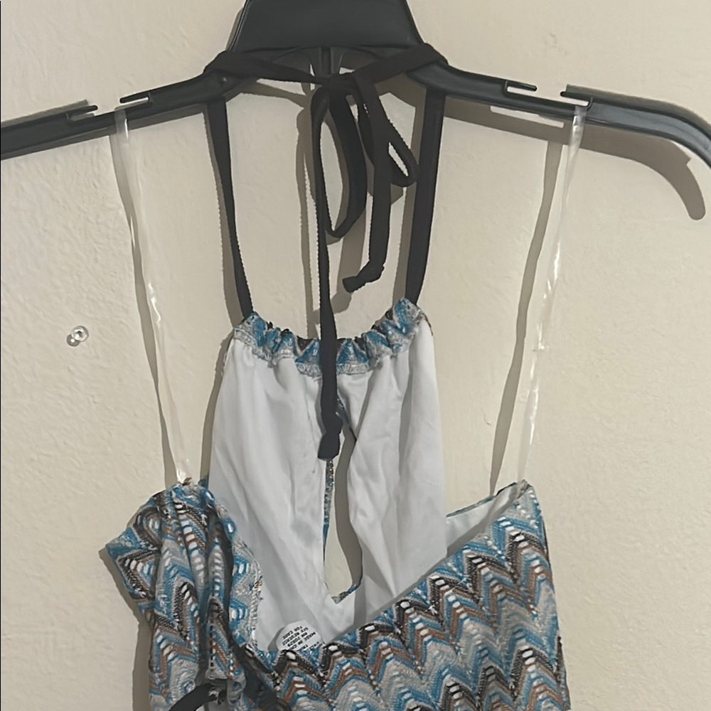 Blue Cut Out Tie Front Halter Sundress - Picture 4 of 4
